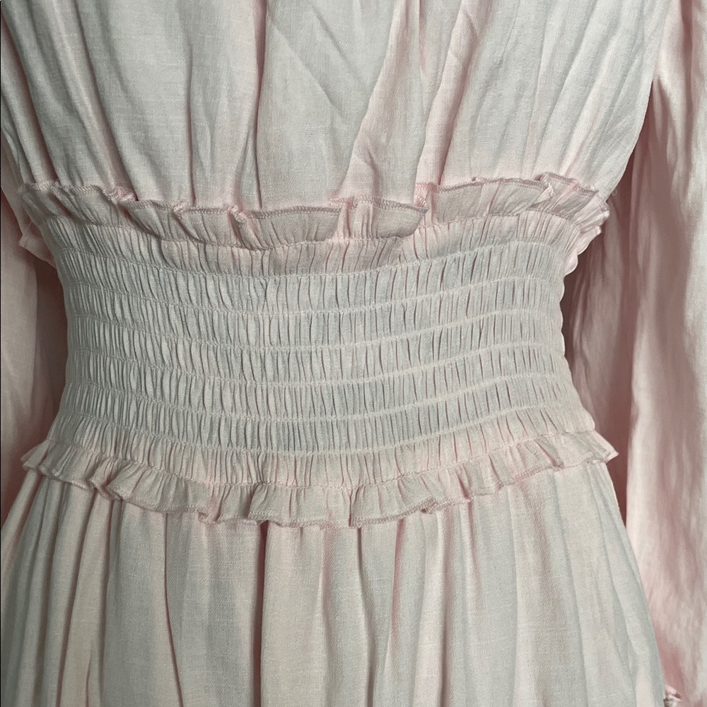 💥NWOT💥TRIXXI Light Pink Long Sleeve Smocked Waist Tiered Dress Size XL - Picture 4 of 12